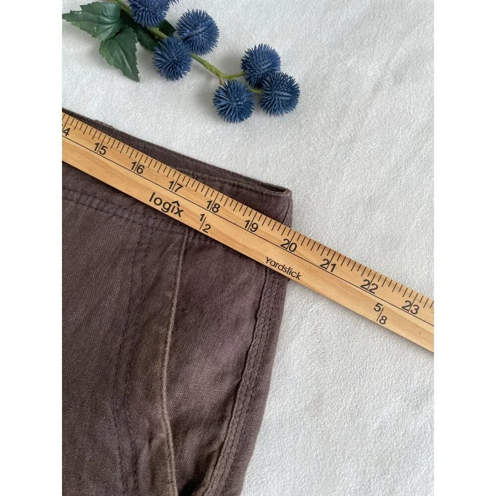 Old Navy Brown 100% Linen Mens Cargo Pocket Shorts Comfortable Casual Preppy 36